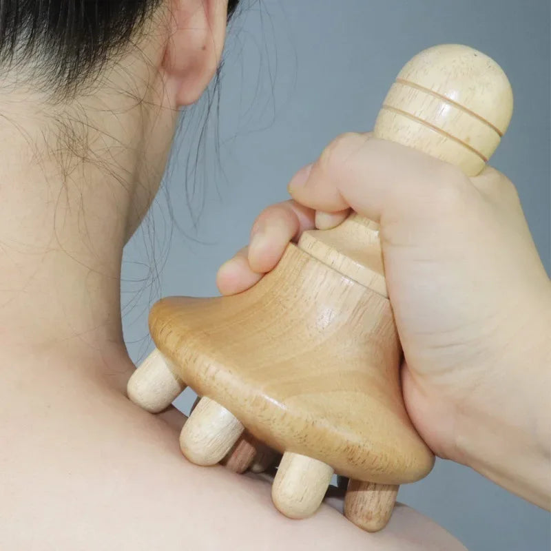 Povei Wood Massage Tool for Lymphatic Drainage and Muscle Pain Relief.