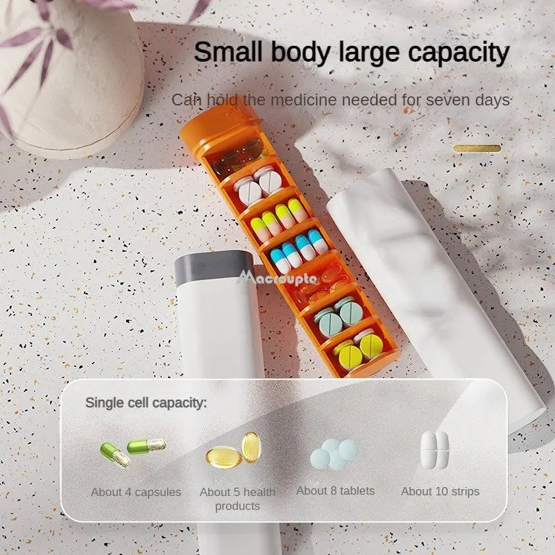 Povei 7-Day Large Pill Organizer Compact Moisture-Proof Travel Container