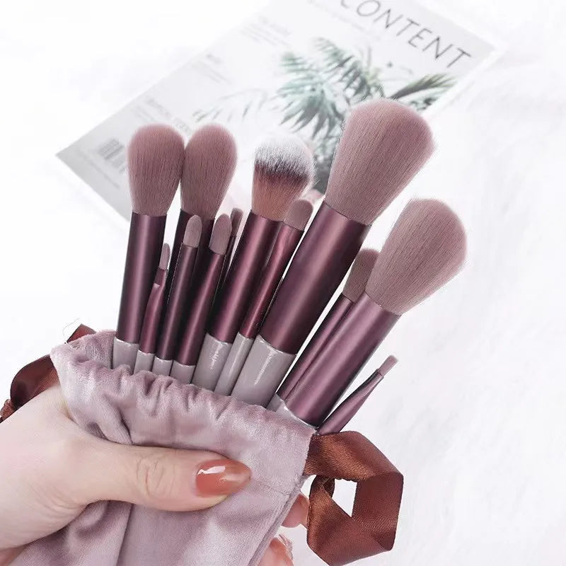 Povei 13Pcs Fluffy Makeup Brushes Set for Foundation Blush Eyeshadow Kabuki Blend