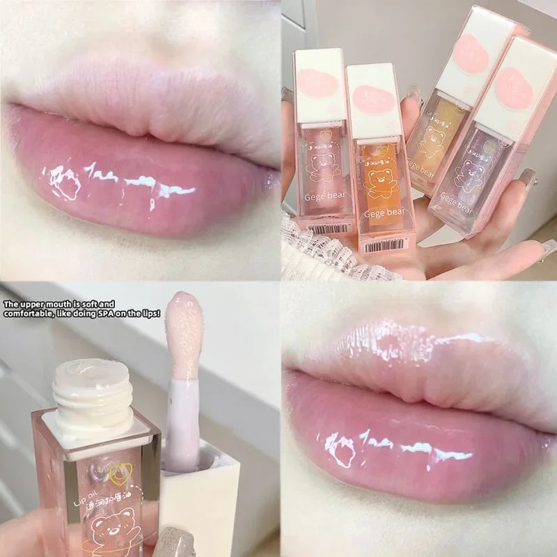 Povei Crystal Jelly Lip Oil: Moisturizing Lip Plumper with Glitter for Smooth Lips