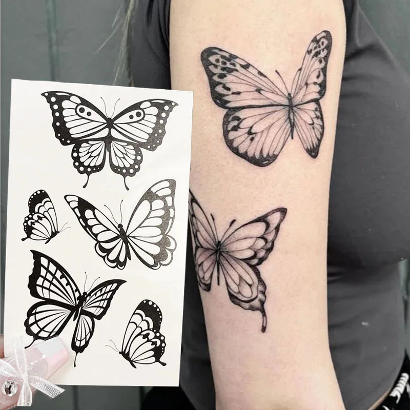 3D Butterfly Temporary Tattoo Sticker Set by Povei - Waterproof Body Art