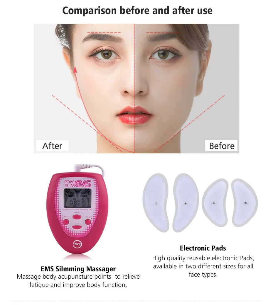 Povei Face Slimmer Mini Micro-current Facial Massager Beauty Instrument