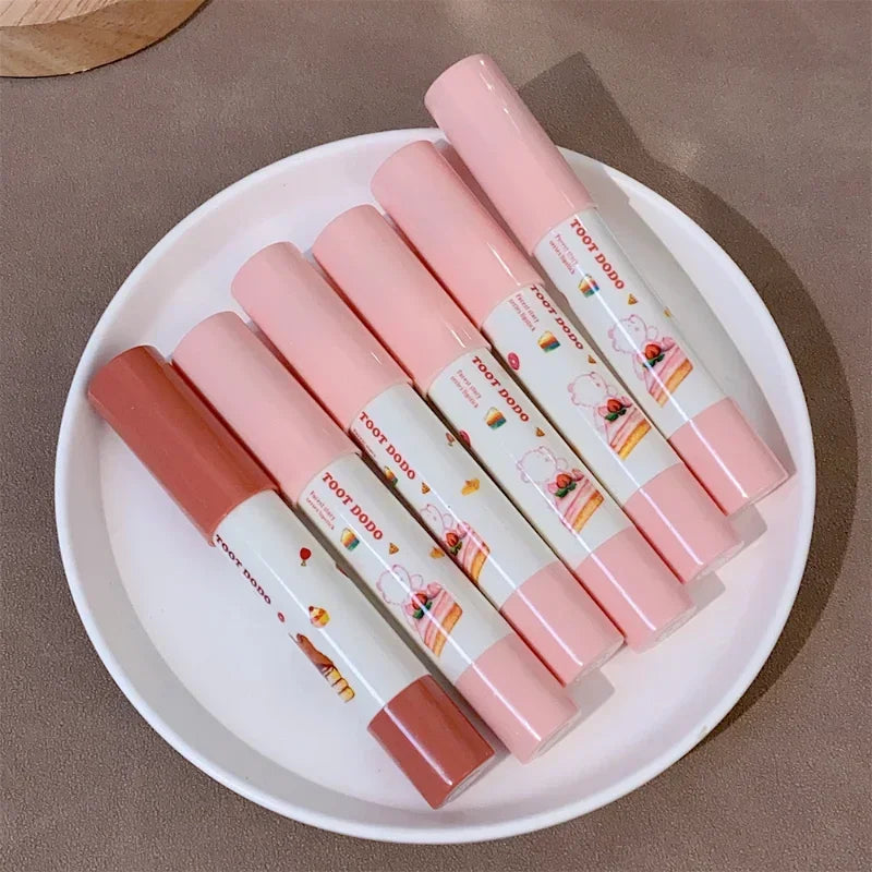 Povei Crayon Lipstick Set Moisturizing 6 Colors Long Lasting Makeup Lip Balm Pen Mirror