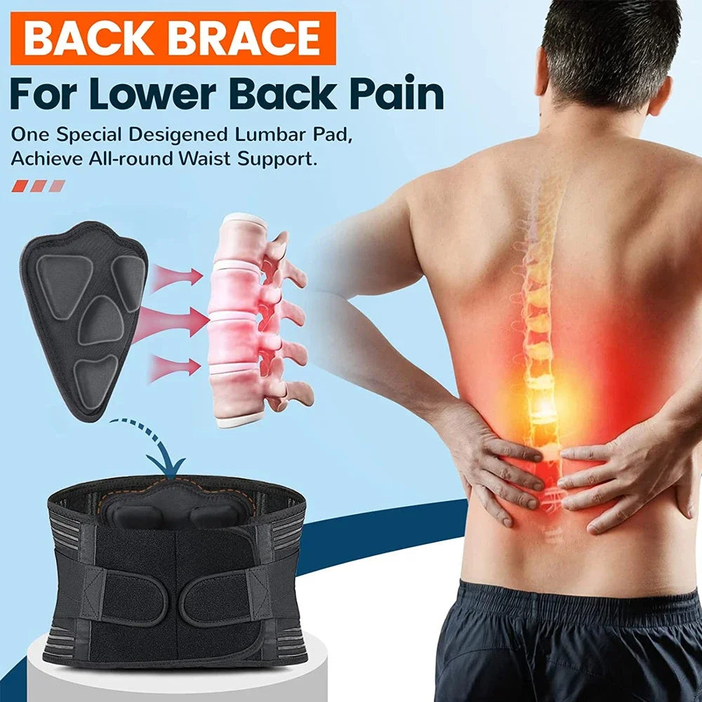 Povei Adjustable Lower Back Brace for Pain Relief and Lumbar Support