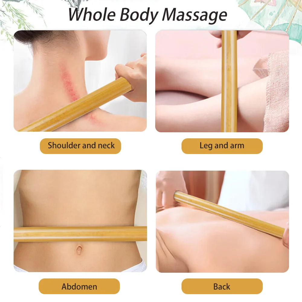 Povei Bamboo Massage Sticks for Cellulite Relief and Muscle Relaxation