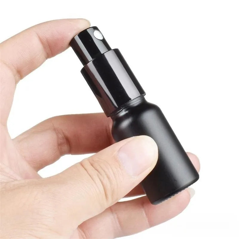 Povei Black Glass Spray Lotion Perfume Atomizer Travel Skin Care Bottle