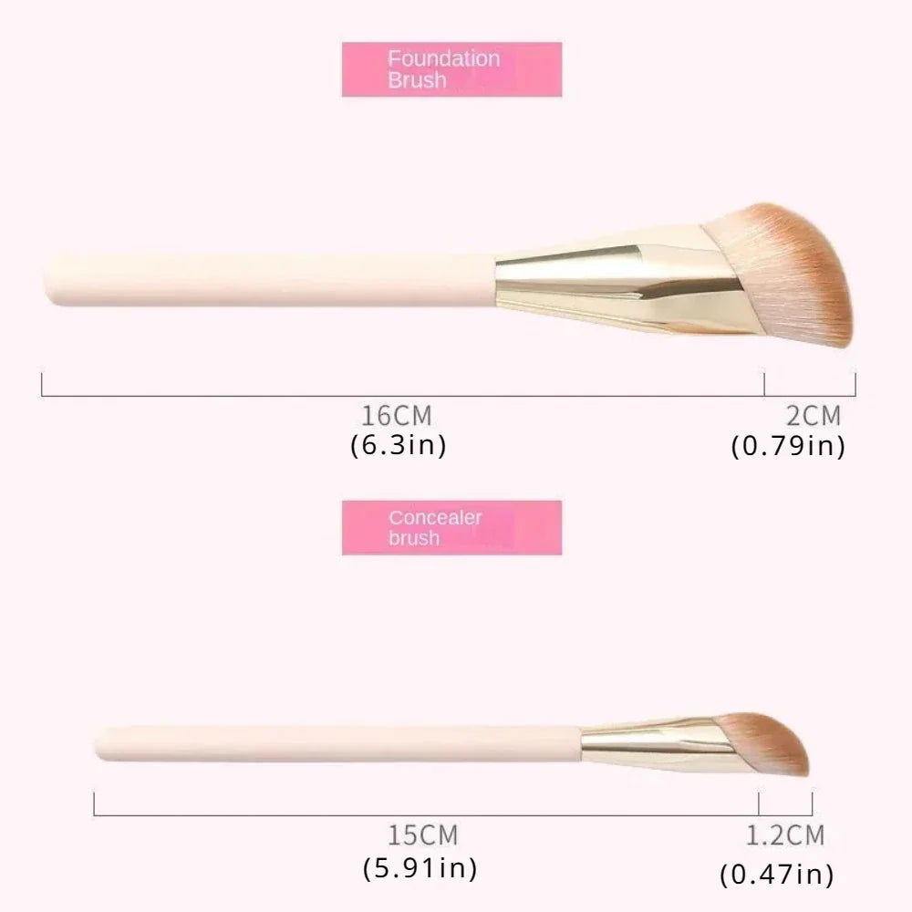 Povei Foundation & Concealer Brush Set - Face Makeup Tools for Liquid, Cream, Powder