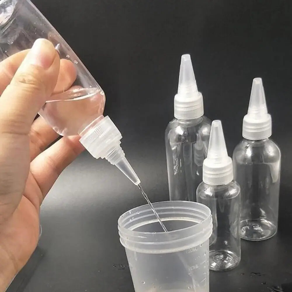 Povei 250ml Plastic Dropper Bottle Transparent Screw Cap Eyes Liquid Ink Oil Paint Container