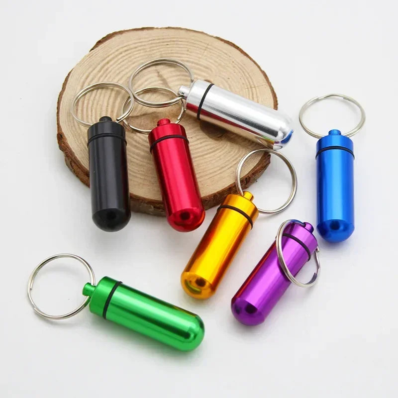 Aluminum Pill Box Case Bottle Keychain Medicine Box by Povei