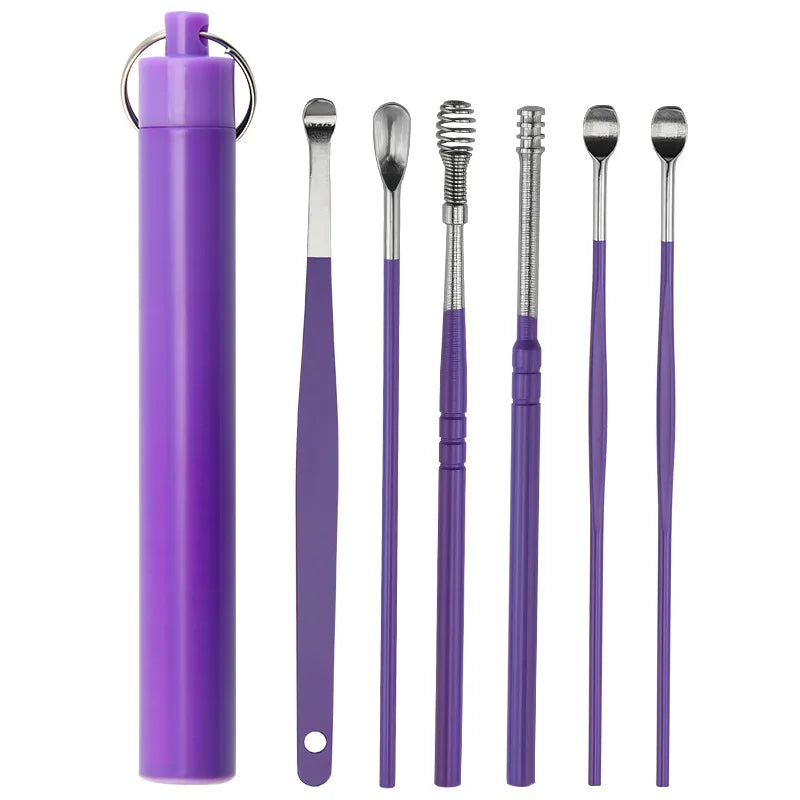 Povei Stainless Steel Earwax Collector Ear Stick Spiral Cleaner Kit