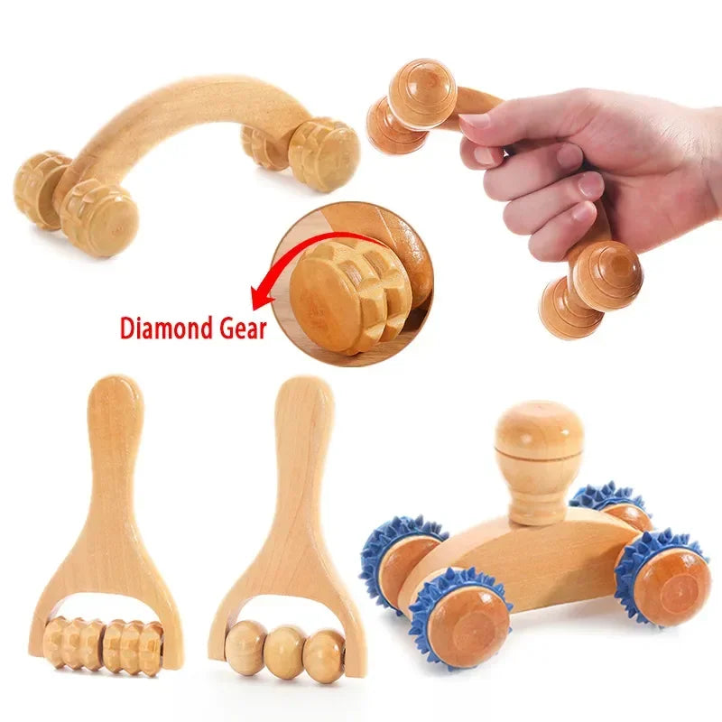 Povei Wooden Roller Massager for Relaxing Body Massage and Soothing Therapy