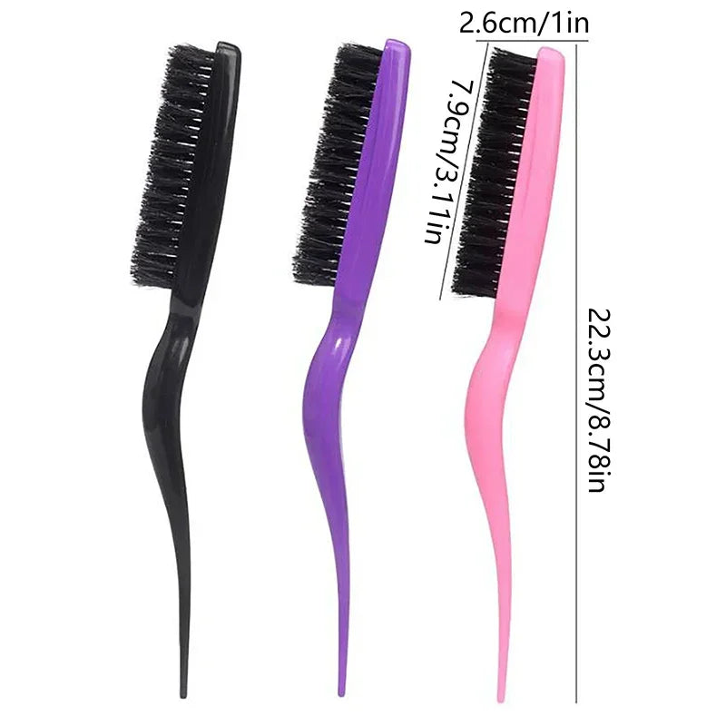 Povei Boar Bristle Back Hair Comb Rat Tail Barber Hairdressing Comb