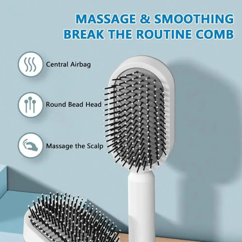 Povei Air Cushion Detangling Hair Brush Scalp Massager Comb - Salon Styling Tool