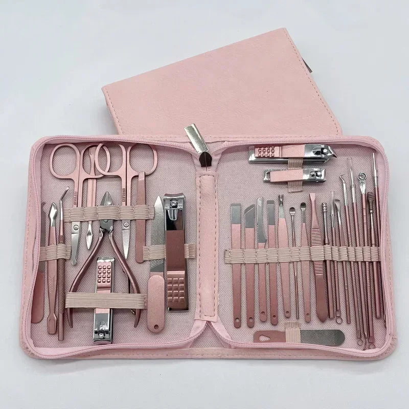 Povei 30pcs Manicure Pedicure Kit with High Quality Nail Clippers and File