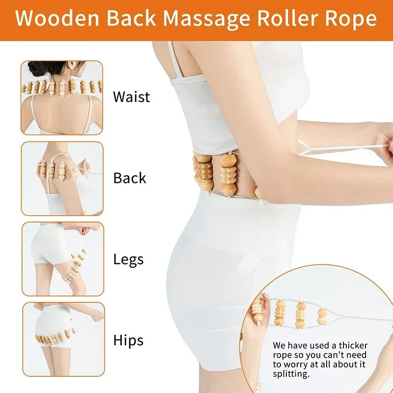 Povei Wood Therapy Cellulite Massage Roller for Back, Neck, and Leg Pain Relief