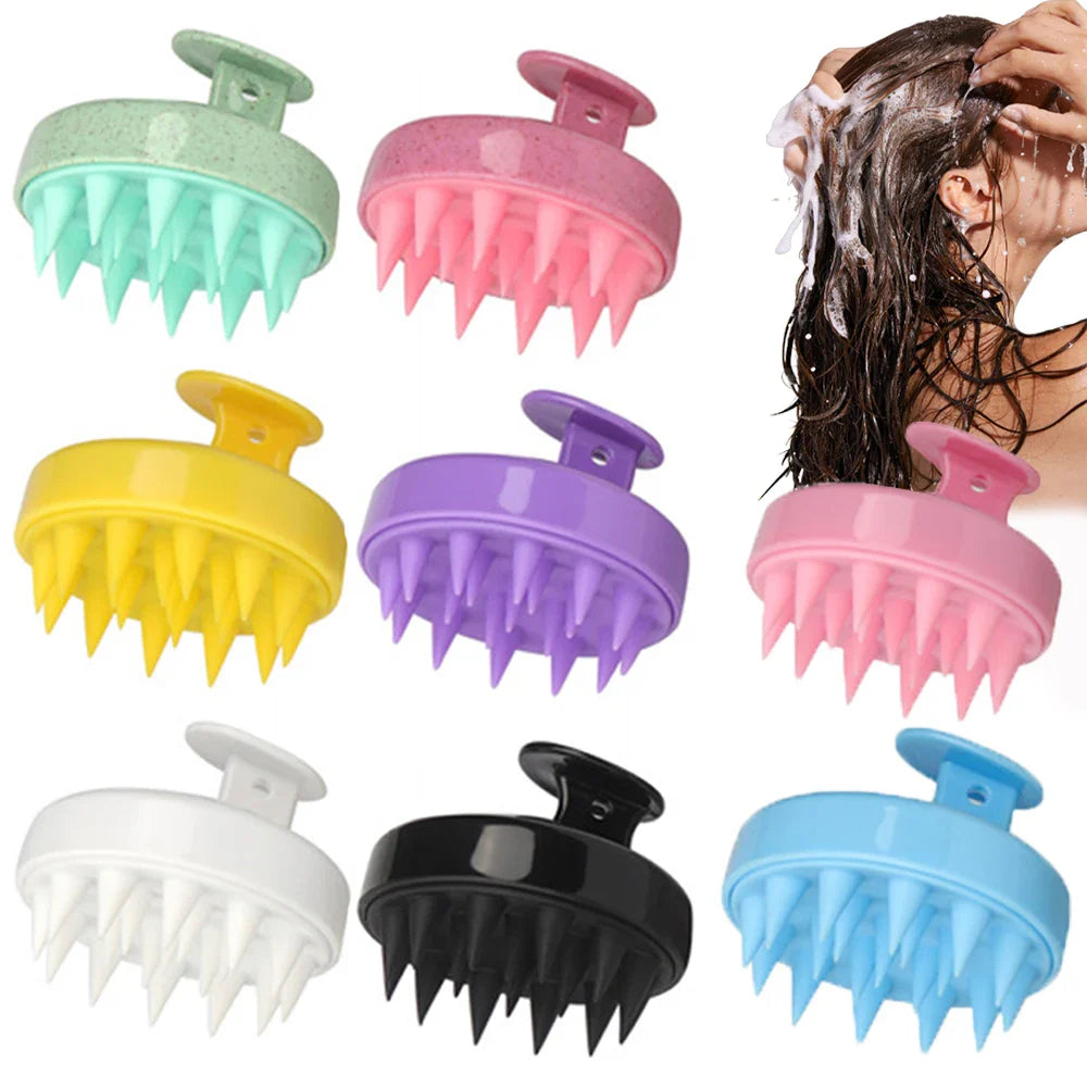 Povei Silicone Scalp Massager Comb - Shower Head Body Hair Washing Brush