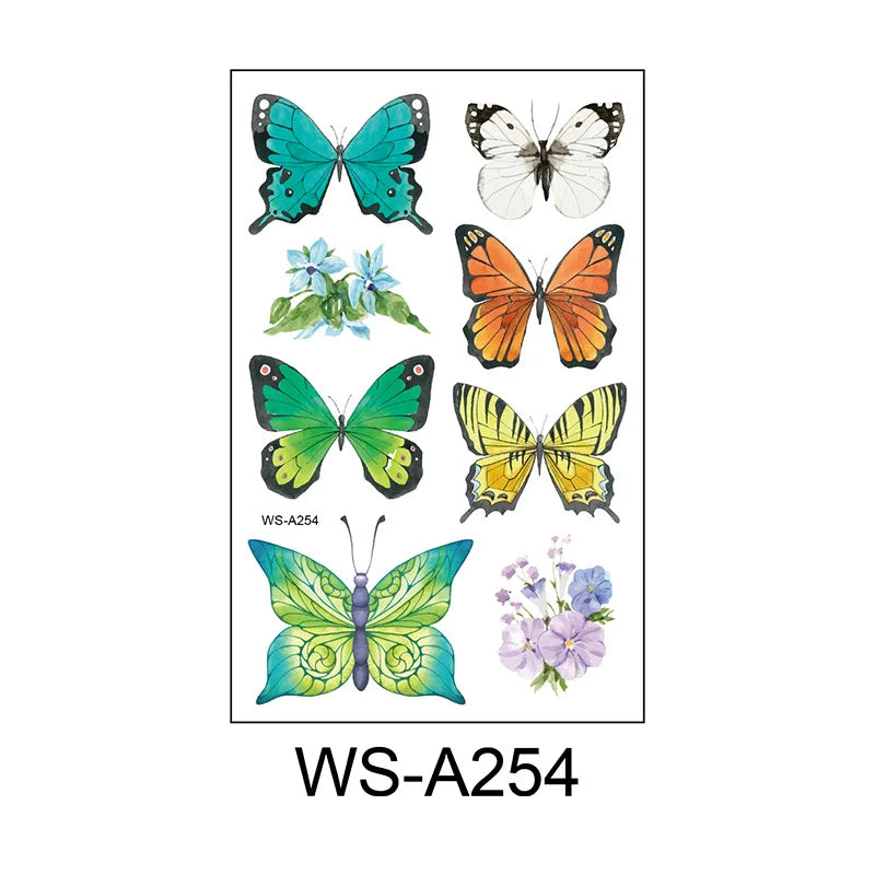 Povei 3D Colorful Butterfly Temporary Tattoo Sticker Set for Women Body Art