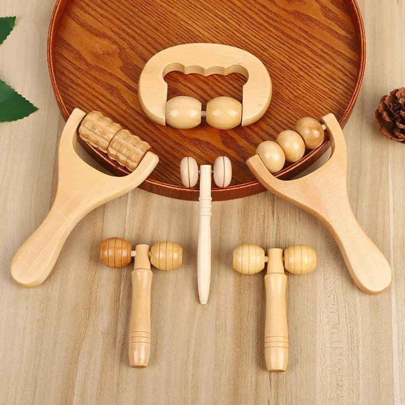 Povei Wooden Roller Massager for Relaxing Body Massage and Soothing Therapy