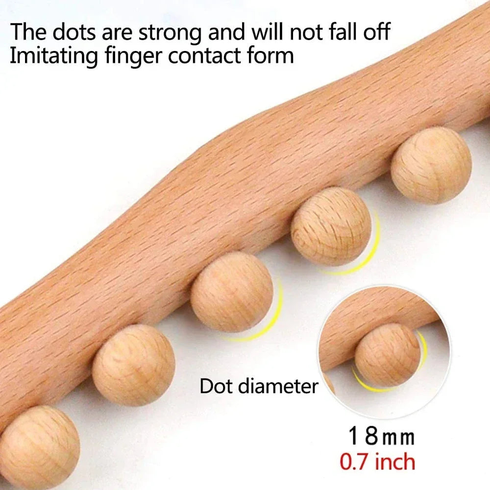 Povei Wooden Gua Sha Massage Stick for Body Pain Relief and Cellulite Reduction