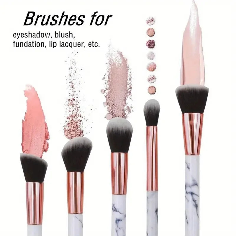 Povei 10-Piece Makeup Brush Set with Sponge for Blending Loose Powder