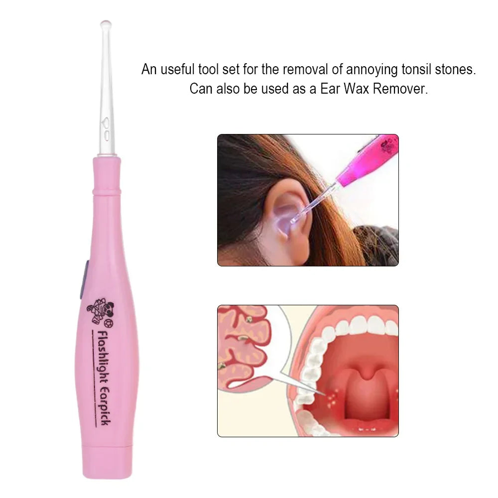 Povei LED Earpick: Stainless Steel Earwax Remover with 3 Tips and LED Light