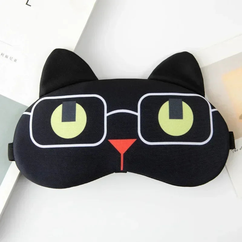 Povei Cat Eye Sleep Mask Plush Blindfold for Naps and Health