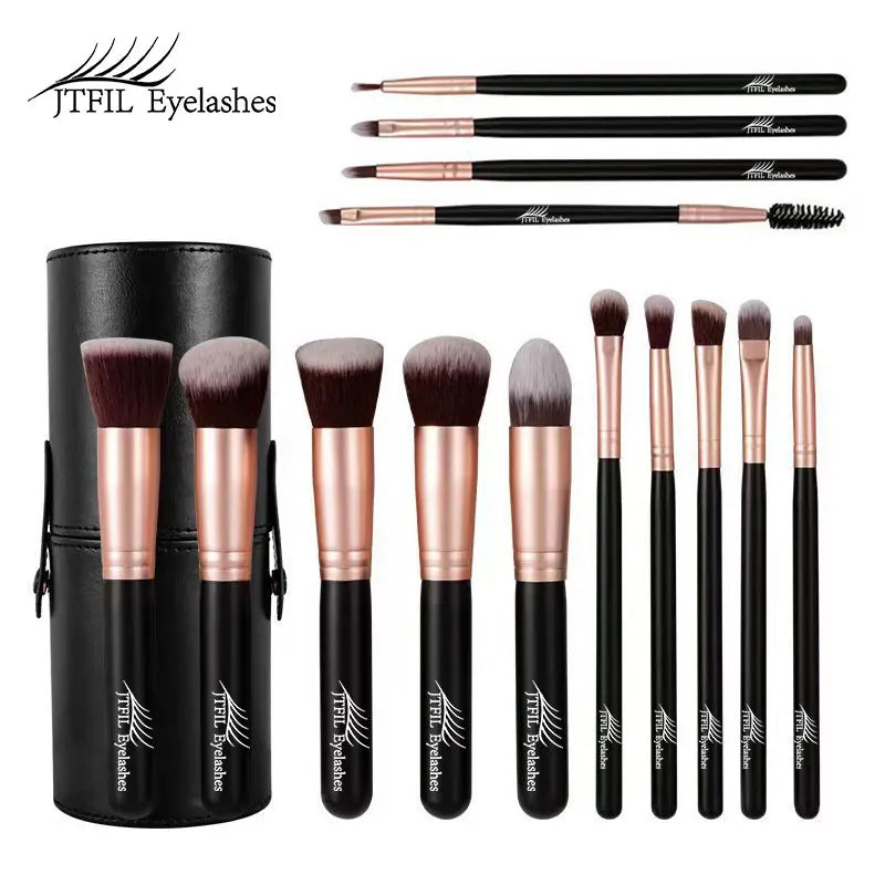 Povei 14Pcs Makeup Brushes Set Professional Cosmetics Beauty Tools for Foundation & Eyeshadow