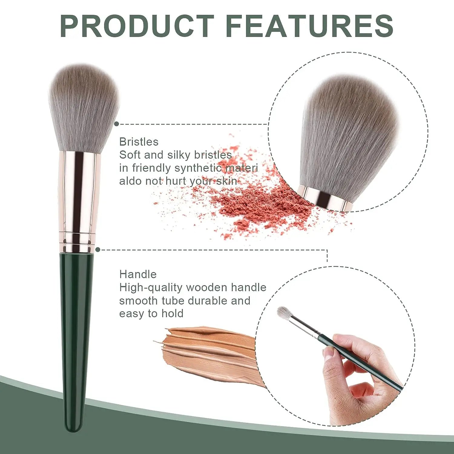 Povei 14-Piece Makeup Brush Set - Cosmetics Beauty Tools for Foundation Eyeshadow Blush