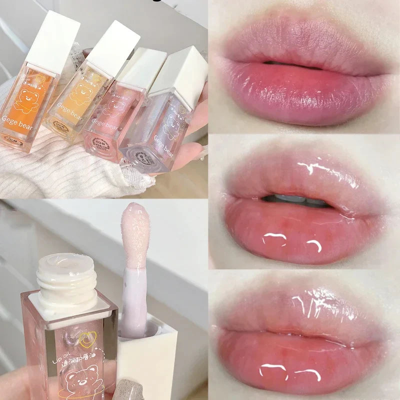 Povei Crystal Jelly Lip Oil: Moisturizing Lip Plumper with Glitter for Smooth Lips