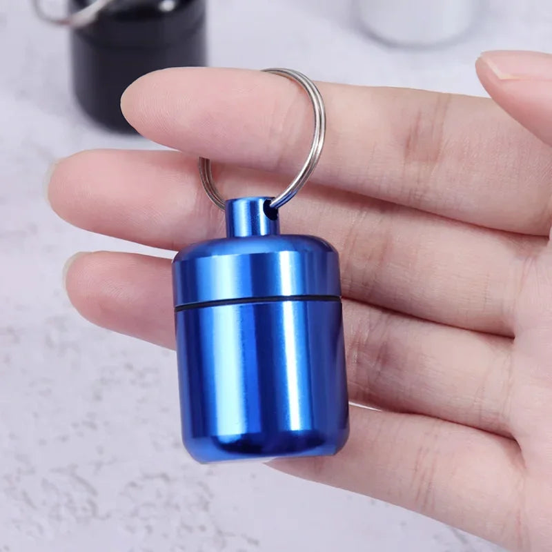 Povei Mini Waterproof Pill Box Keychain Container for Travel and Health Care