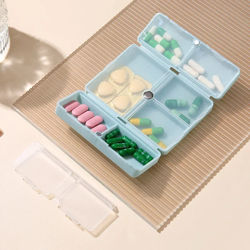 Povei Magnetic Daily Pill Organizer 7 Compartments Travel Case for Vitamins & Medication