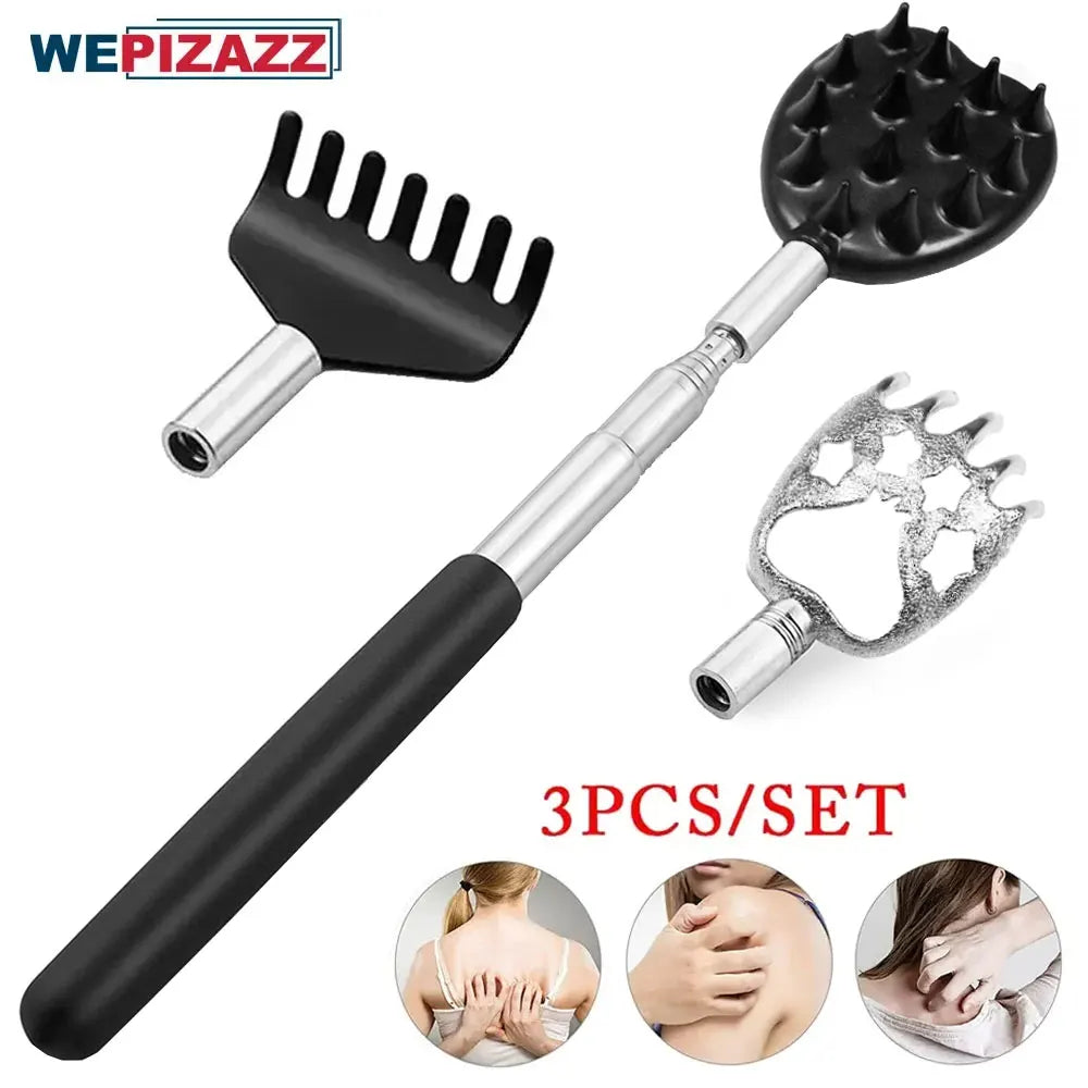 Povei Telescopic Back Scratcher Set for Itch Relief & Massage