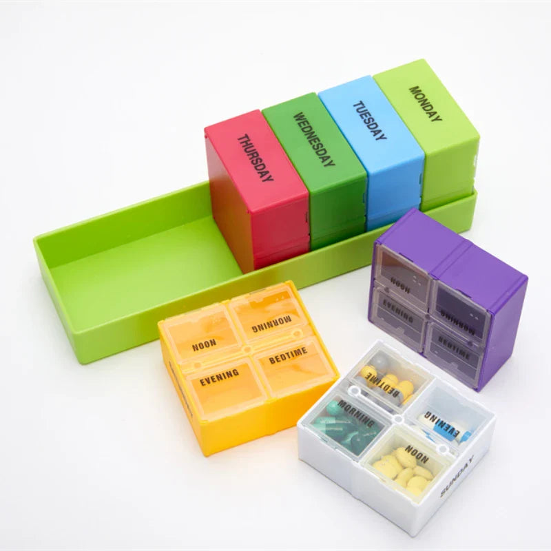 Povei Rainbow Pill Box Organizer for Weekly Medication