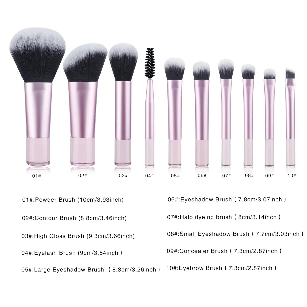 Povei 10-Piece Mini RT Makeup Brush Set for Professional Beauty Travel Makeup