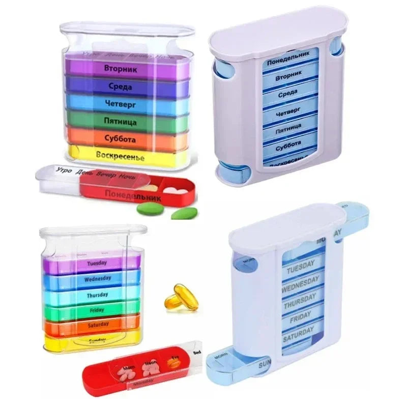 Povei 28 Grids Weekly Pill Case Medicine Organizer