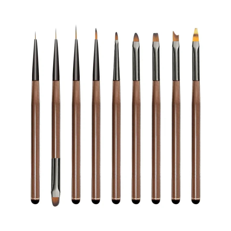 Povei 9Pc Nail Art Liner Brush Set UV Gel Extension Drawing Carving Pen