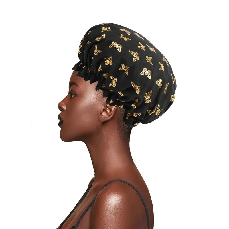 Povei Double-Layered Shower Cap for Waterproof Hair Protection