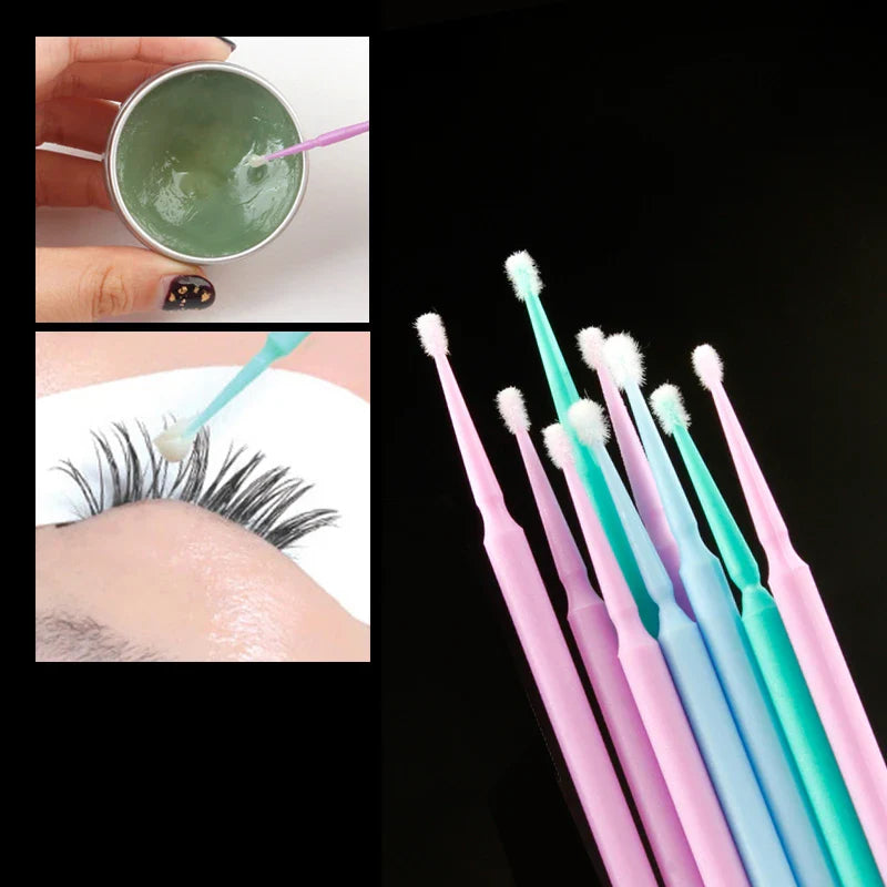 Povei Cotton Swabs Colorful Eyelash Brushes Kit for Extension Removal & Cleaning