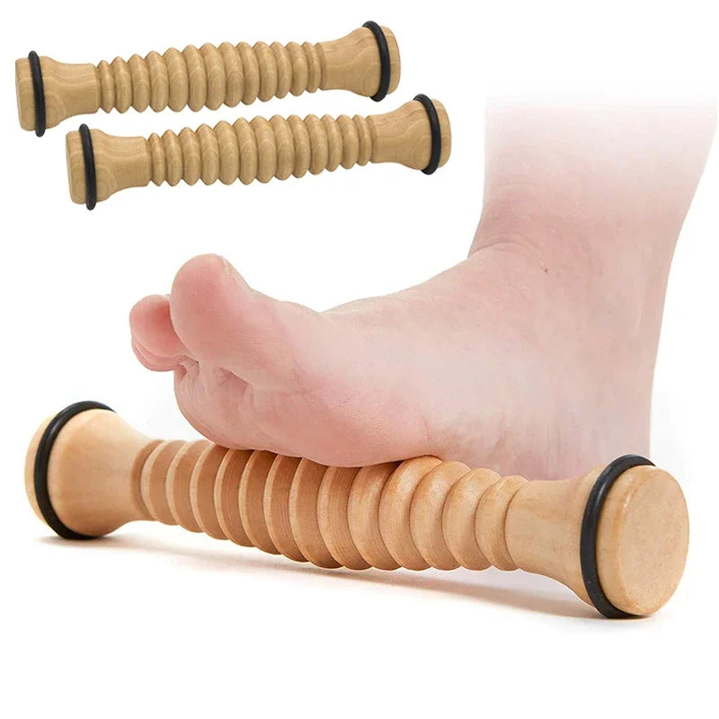 Povei Wood Foot Massage Roller for Plantar Fasciitis Relief and Stress Relief