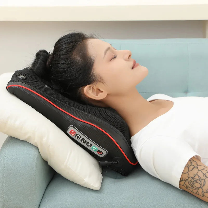 Povei Shiatsu Neck Massager Pillow with Heat - Head Back Neck Rolling Kneading Massage