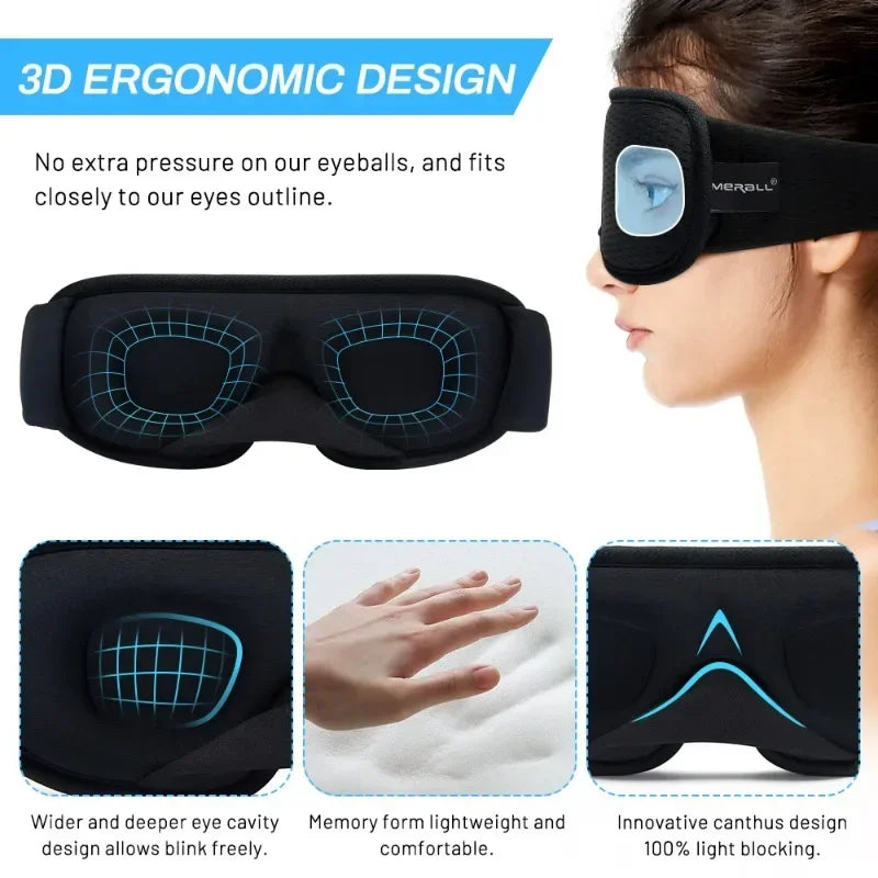 Povei 3D Soft Sleep Mask - Block Out Light, Aid Relaxing Sleep, Nighttime Eyeshade