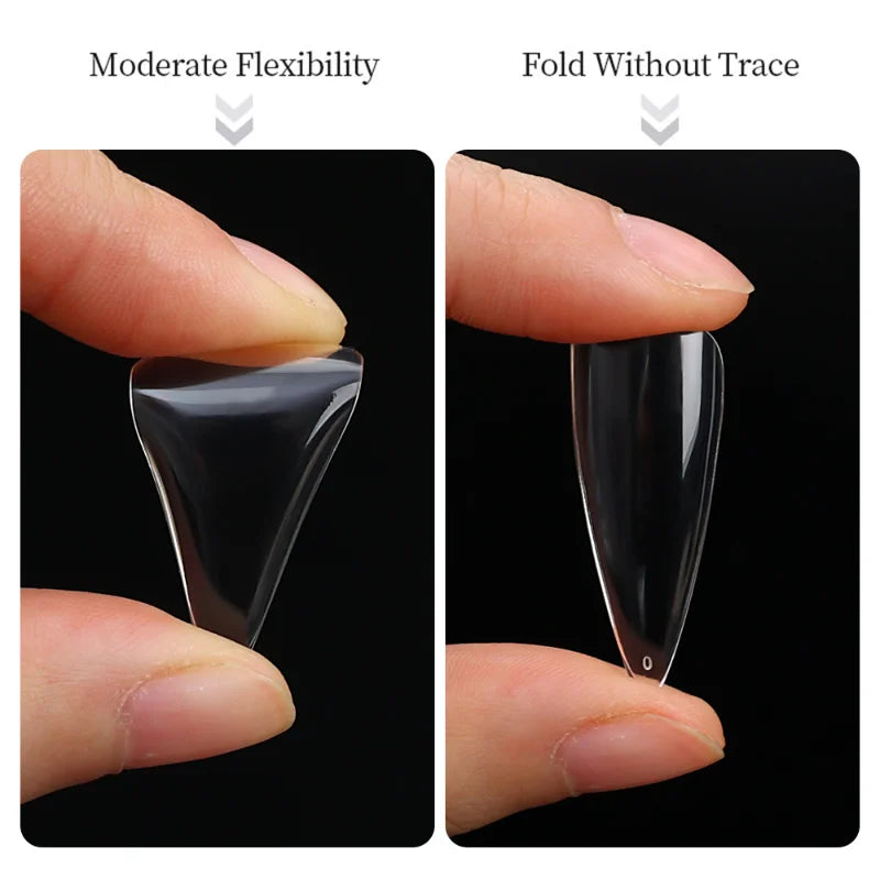 Povei Clear Full Coverage Fake Nail Tips Ballerina Stiletto Coffin Shape Acrylic Extension