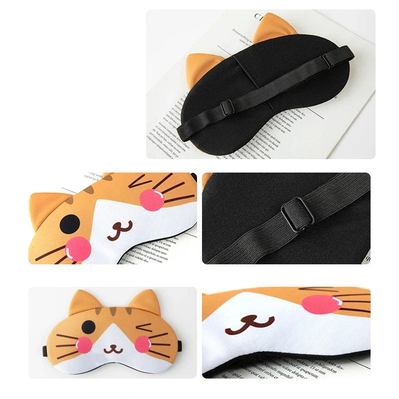 Povei Cat Plush Sleeping Mask Eye Cover Blindfold Nap Health Eyepatch_ultra Cozy