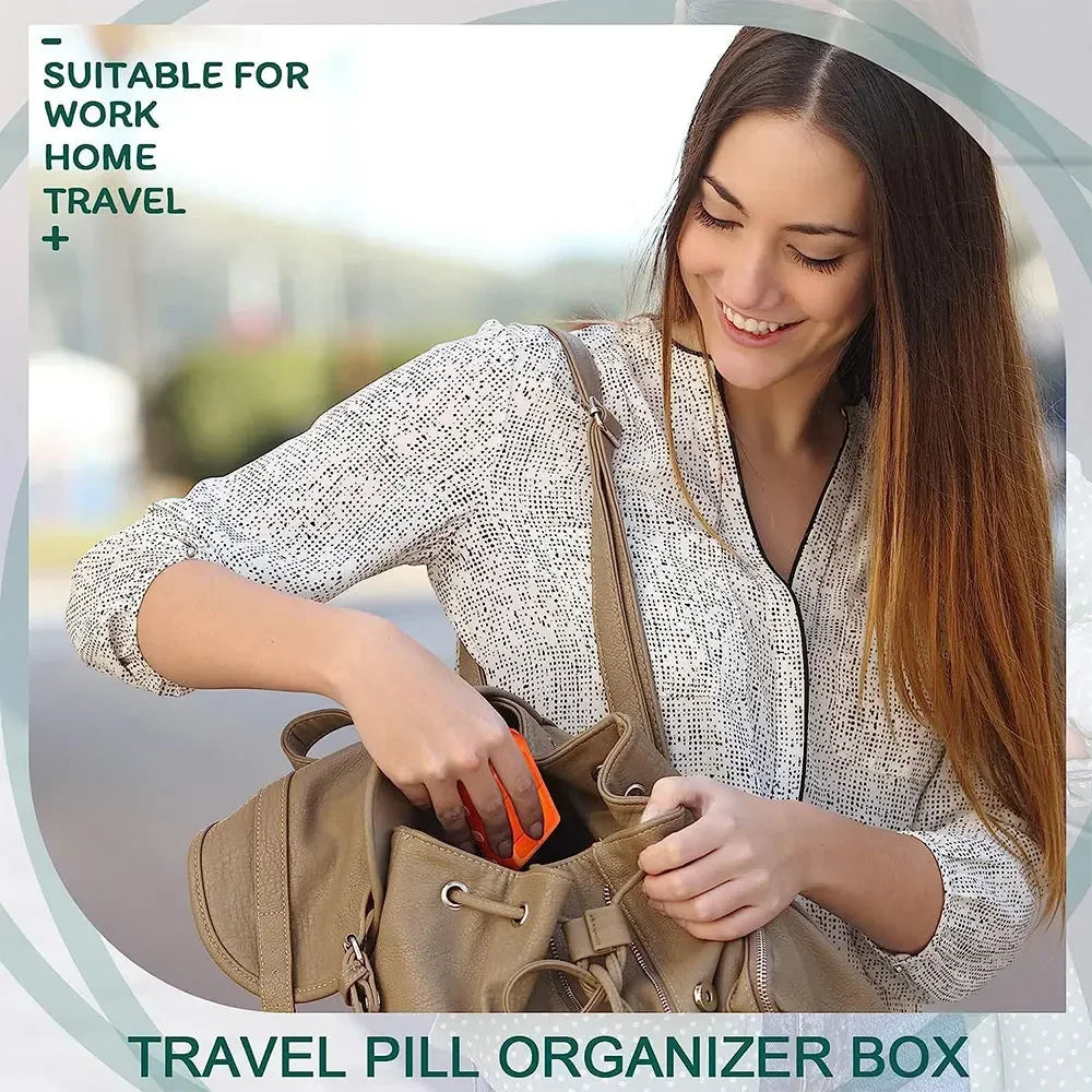 Povei Travel Pill Organizer Portable Pocket Pill Box - 10/12 Grids, Small Case