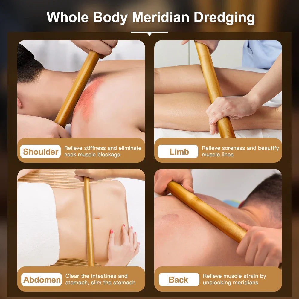 Bamboo Massage Sticks Wood Therapy for Muscle Fitness - Povei