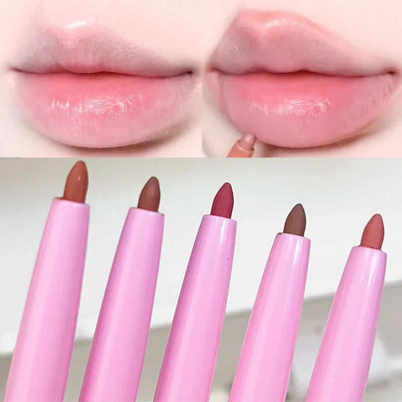 Povei 3D Matte Nude Lip Liner Pen Waterproof Contouring Pencil Velvet Lipstick