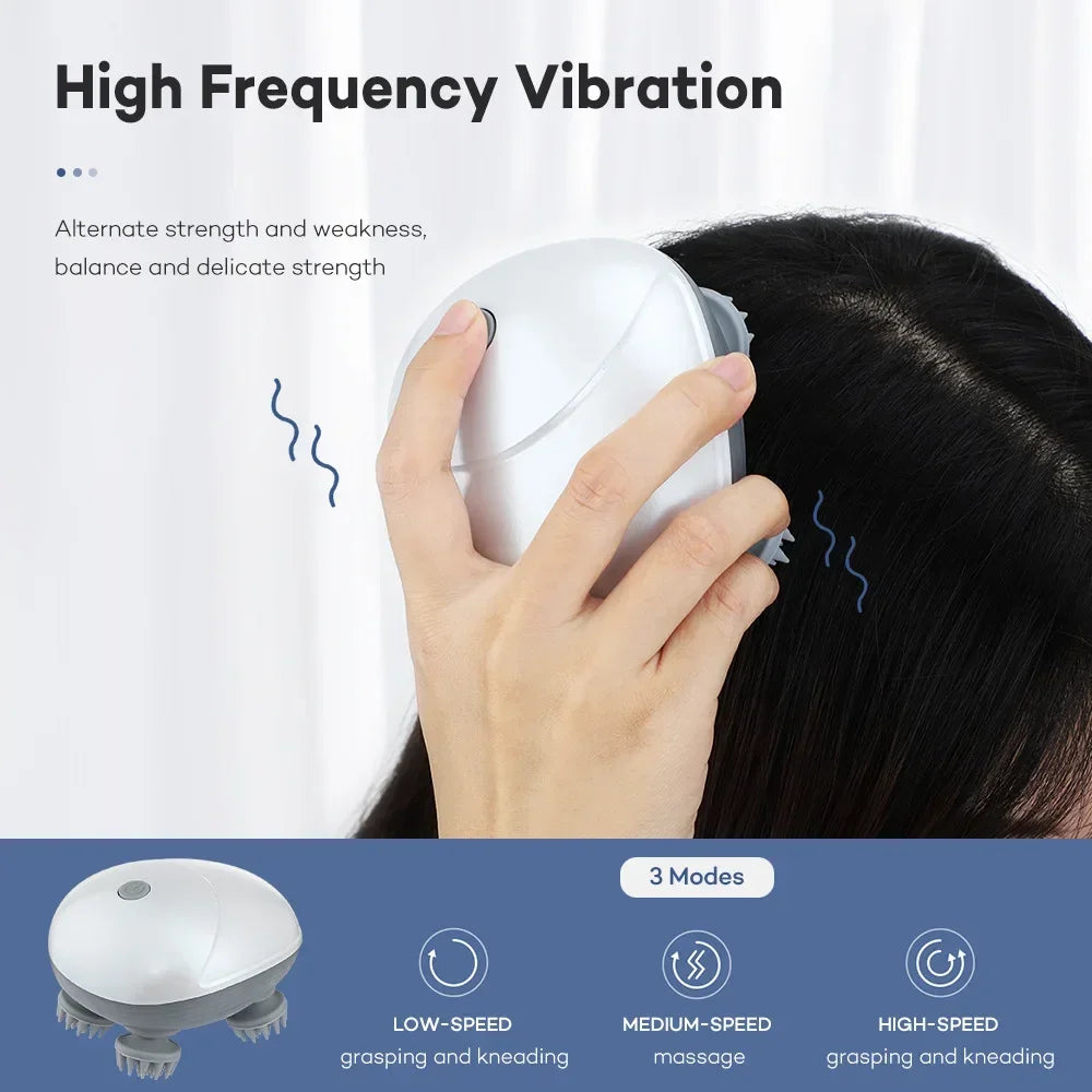 Povei Electric Scalp Massager Red Light Therapy Antistress Relaxation Muscle Tension Tool