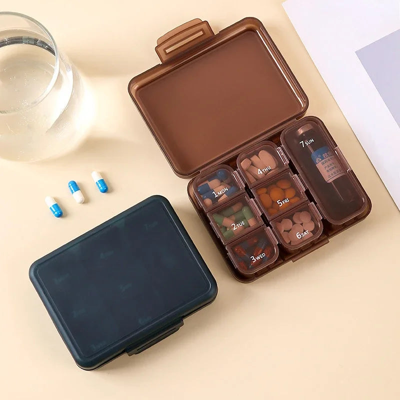 Povei 7-Day Pill Box Organizer for Travel with Seal and Separate Compartments