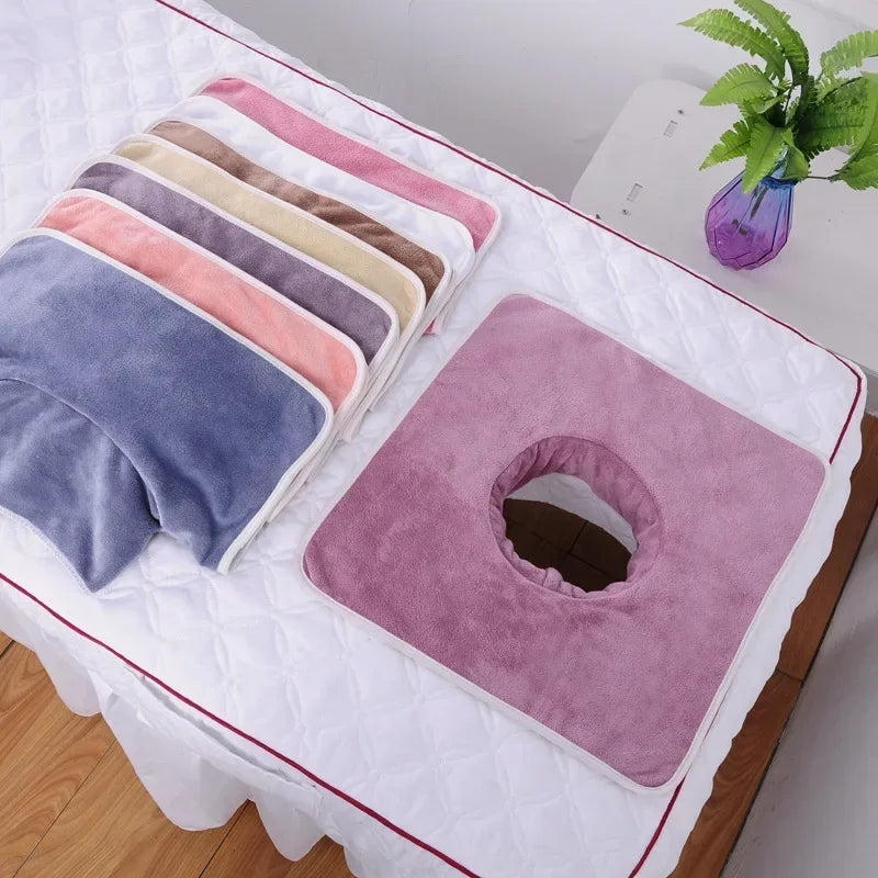 Povei 35*35cm Velvet Thickened Massage Table Bedspread with Face Hole