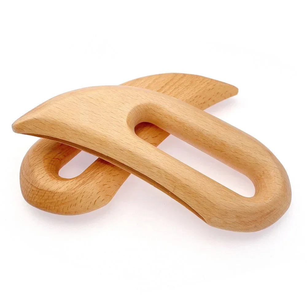 Povei Carbonized Wooden Guasha Massage Scraper for Facial Body Health Care